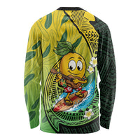 Hawaii Surfing Mango Long Sleeve Shirt Manako Polynesian Fish Hook