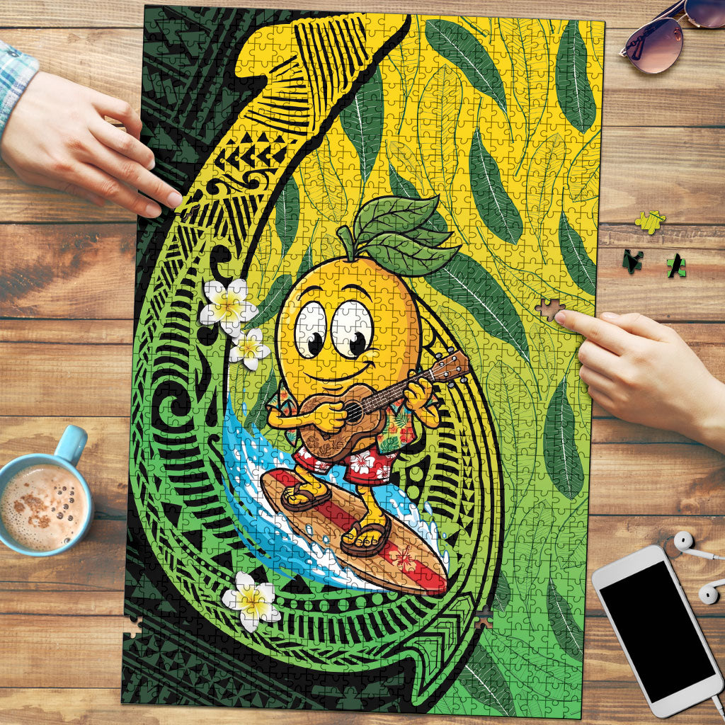 Hawaii Surfing Mango Puzzle Manako Polynesian Fish Hook LT14 Green - Polynesian Pride