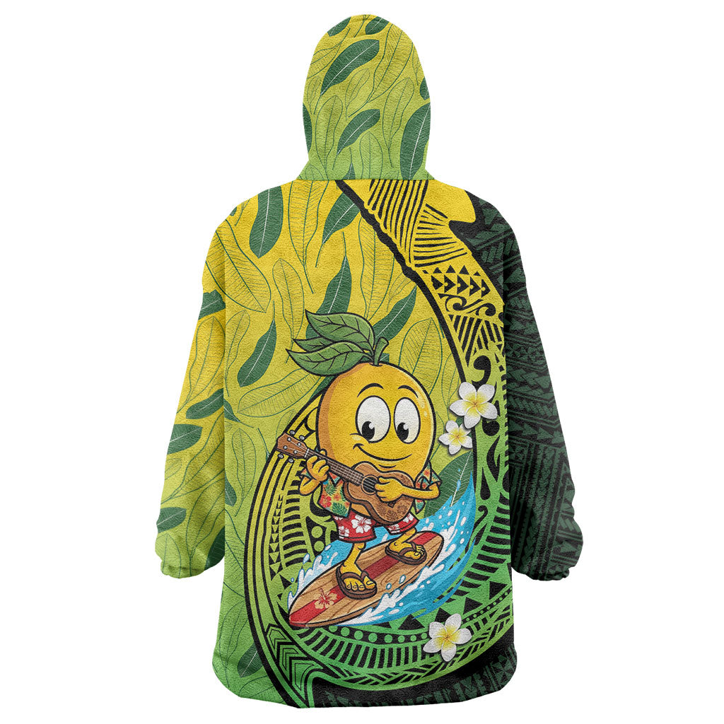Hawaii Surfing Mango Wearable Blanket Hoodie Manako Polynesian Fish Hook