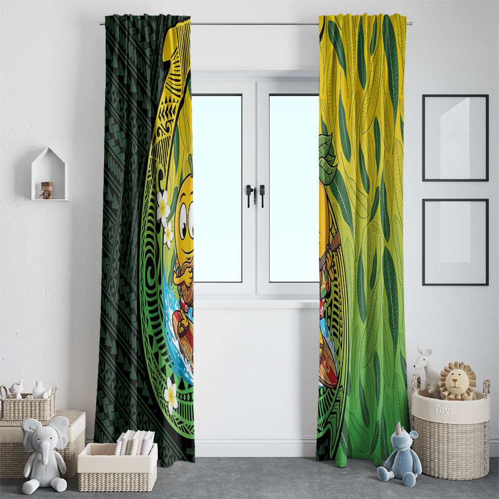 Hawaii Surfing Mango Window Curtain Manako Polynesian Fish Hook