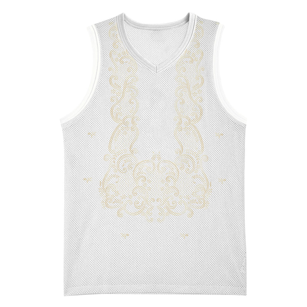 Philippines National Costume Basketball Jersey Barong Tagalog Inspired Ivory White Color LT14 Unisex Ivory White - Polynesian Pride