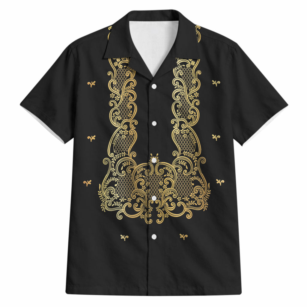 Philippines National Costume Hawaiian Shirt Barong Tagalog Inspired Black Color