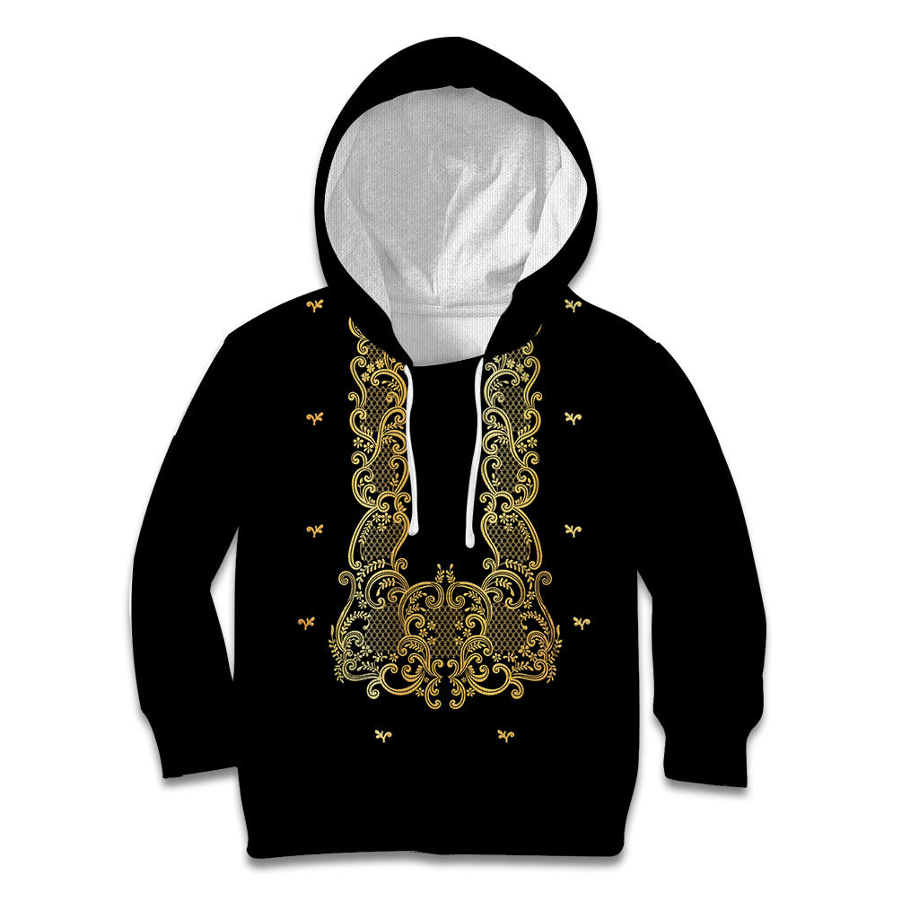 Philippines National Costume Kid Hoodie Barong Tagalog Inspired Black Color LT14 Hoodie Black - Polynesian Pride
