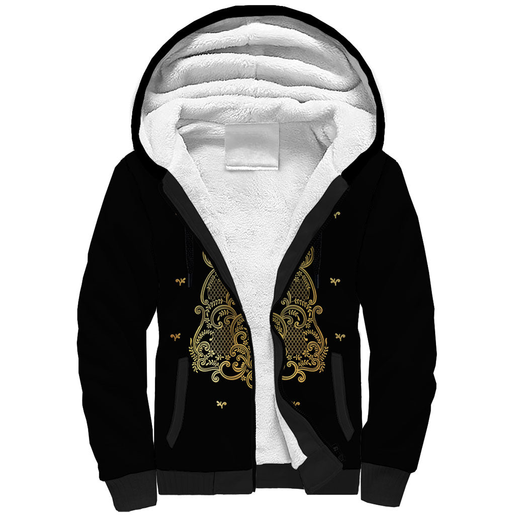 Philippines National Costume Sherpa Hoodie Barong Tagalog Inspired Black Color LT14 Unisex Black - Polynesian Pride