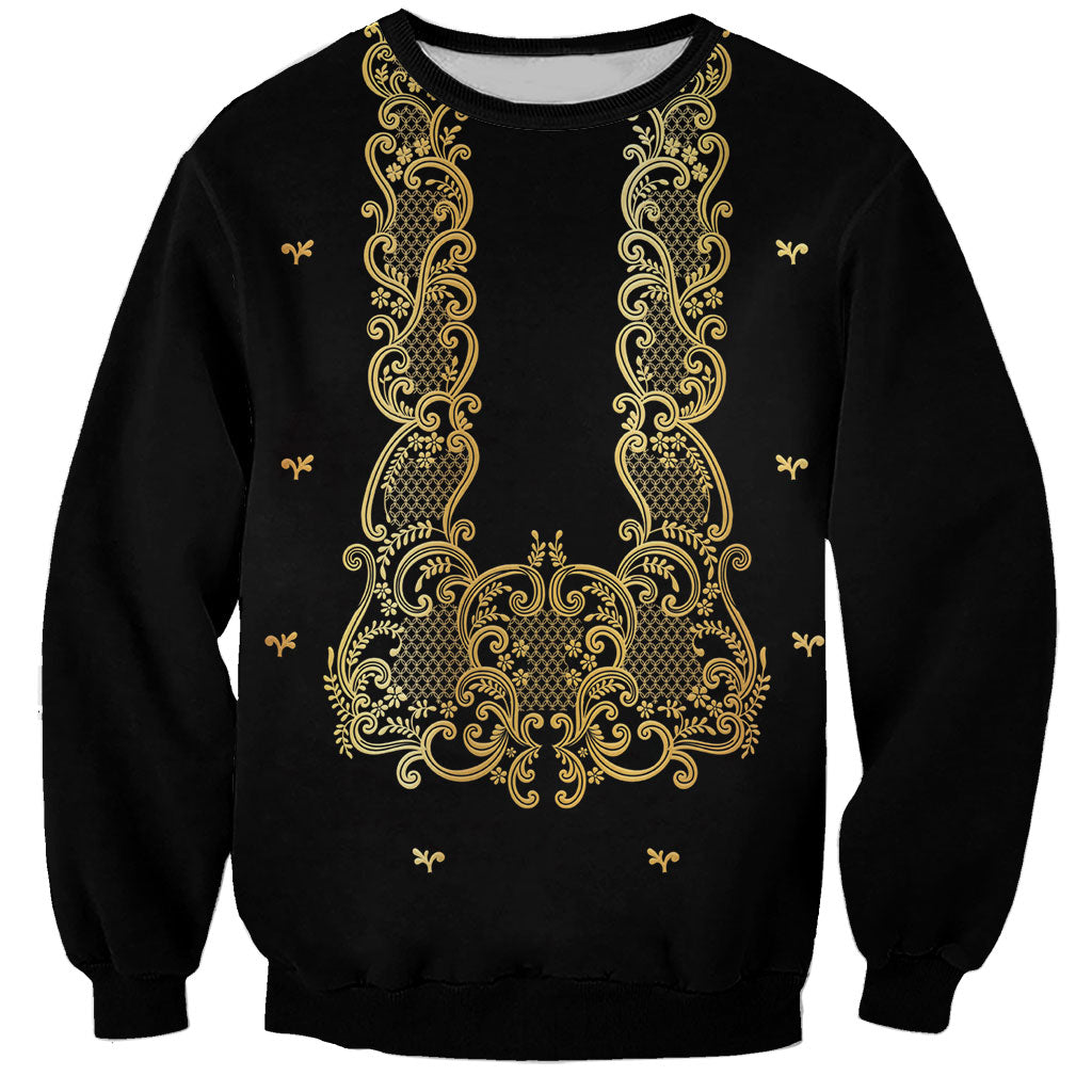 Philippines National Costume Sweatshirt Barong Tagalog Inspired Black Color LT14 Unisex Black - Polynesian Pride