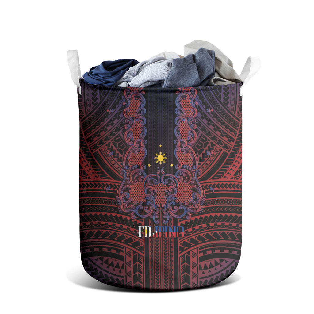 Filipino Barong Tagalog Inspired Laundry Basket Mabuhay Philippines Festival Polynesian Pattern LT14 - Polynesian Pride