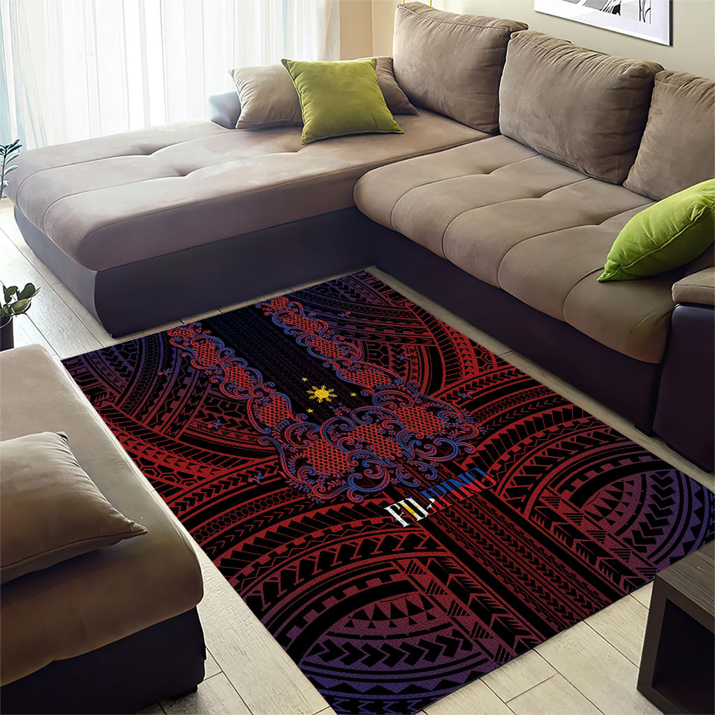 Filipino Barong Tagalog Inspired Area Rug Mabuhay Philippines Festival Polynesian Pattern LT14 - Polynesian Pride