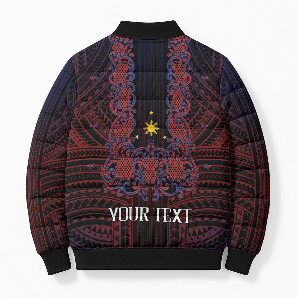 Filipino Barong Tagalog Inspired Personalised Bomber Puffer Jacket Mabuhay Philippines Festival Polynesian Pattern LT14 - Polynesian Pride