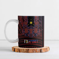Filipino Barong Tagalog Inspired Personalised Ceramic Mug Mabuhay Philippines Festival Polynesian Pattern LT14 Black - Polynesian Pride