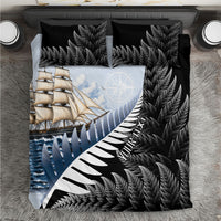Personalised New Zealand Pakeha Bedding Set Kiwi Silver Fern and Sailing Ship Compass LT14 Blue - Polynesian Pride