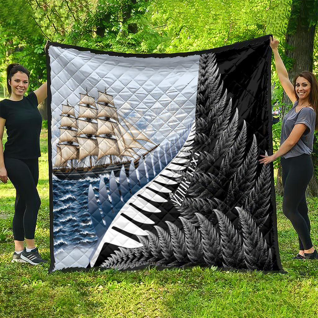 Personalised New Zealand Pakeha Quilt Kiwi Silver Fern and Sailing Ship Compass LT14 - Polynesian Pride