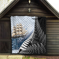 Personalised New Zealand Pakeha Quilt Kiwi Silver Fern and Sailing Ship Compass LT14 - Polynesian Pride