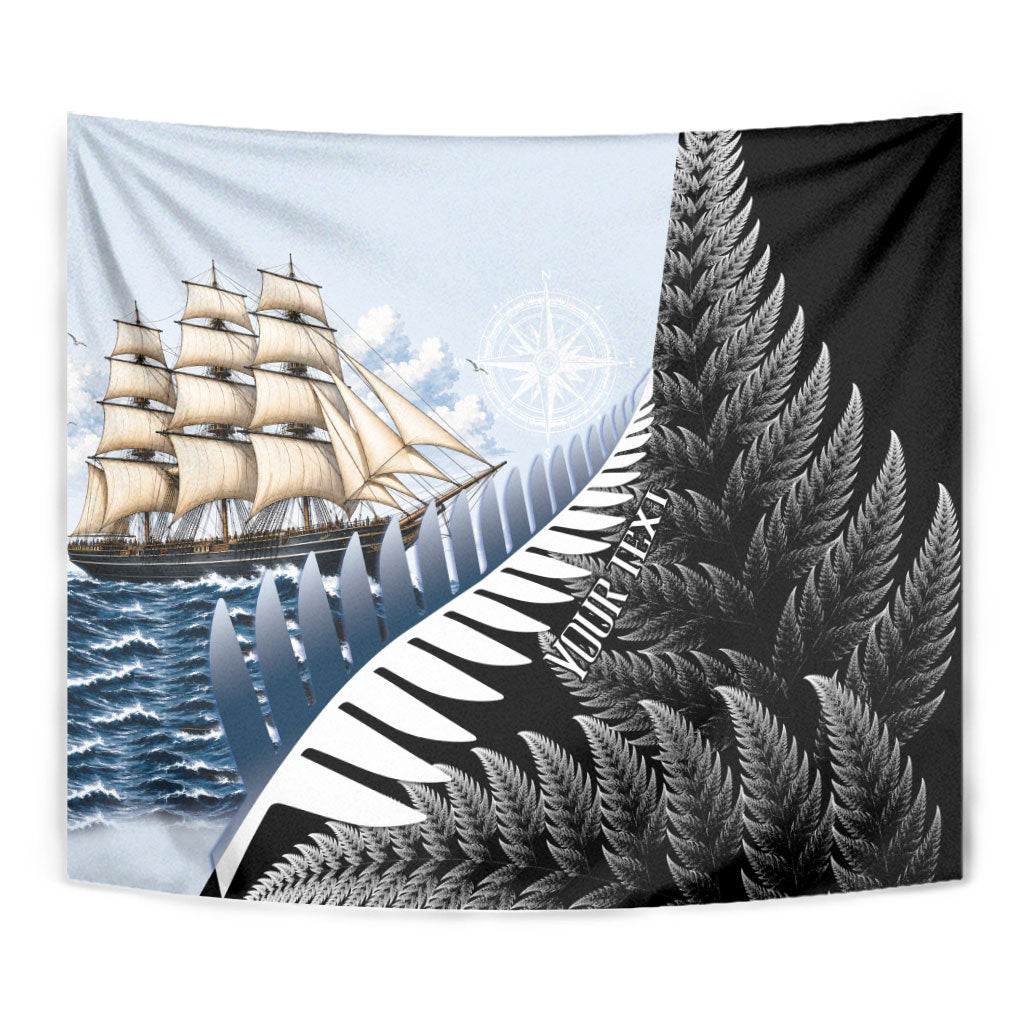 Personalised New Zealand Pakeha Tapestry Kiwi Silver Fern and Sailing Ship Compass LT14 - Polynesian Pride