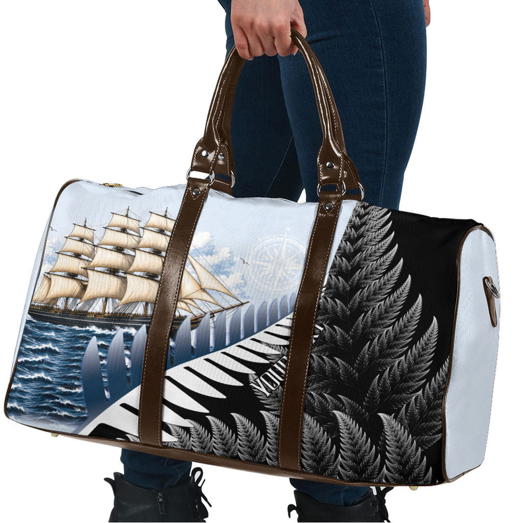 Personalised New Zealand Pakeha Travel Bag Kiwi Silver Fern and Sailing Ship Compass LT14 - Polynesian Pride