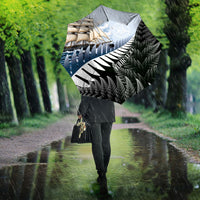 Personalised New Zealand Pakeha Umbrella Kiwi Silver Fern and Sailing Ship Compass LT14 - Polynesian Pride