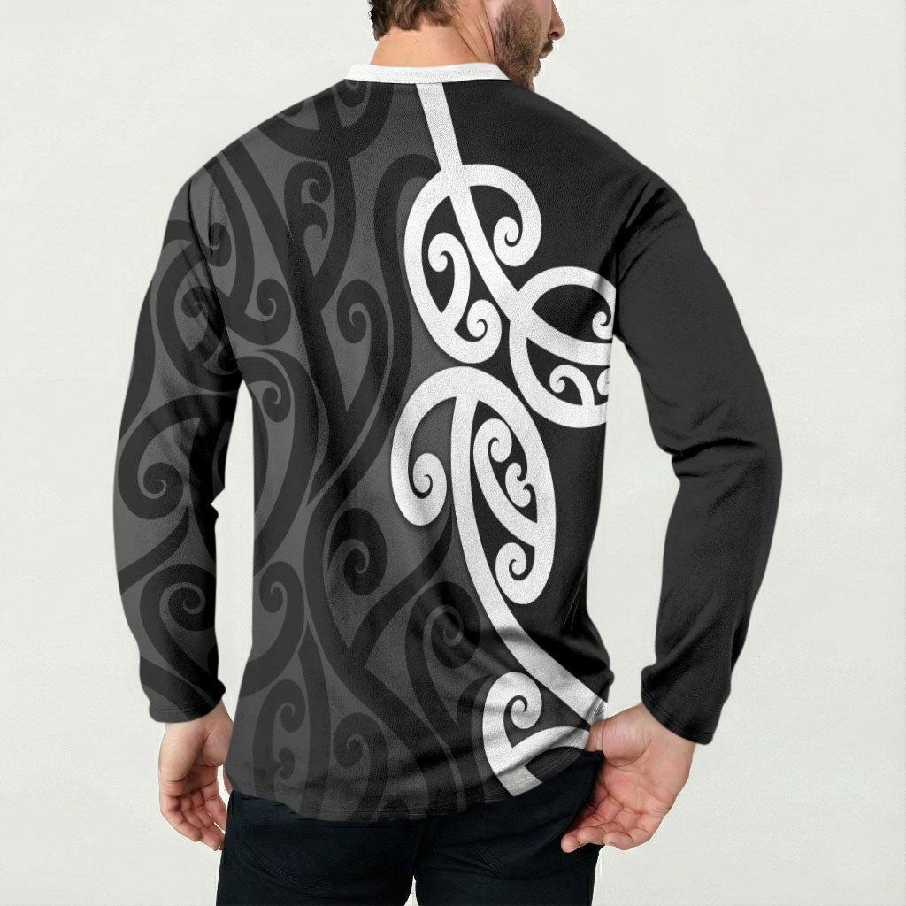 Lil Pakeha Lil Maori New Zealand Button Sweatshirt Kiwi Proud Mangopare Pattern LT14 - Polynesian Pride