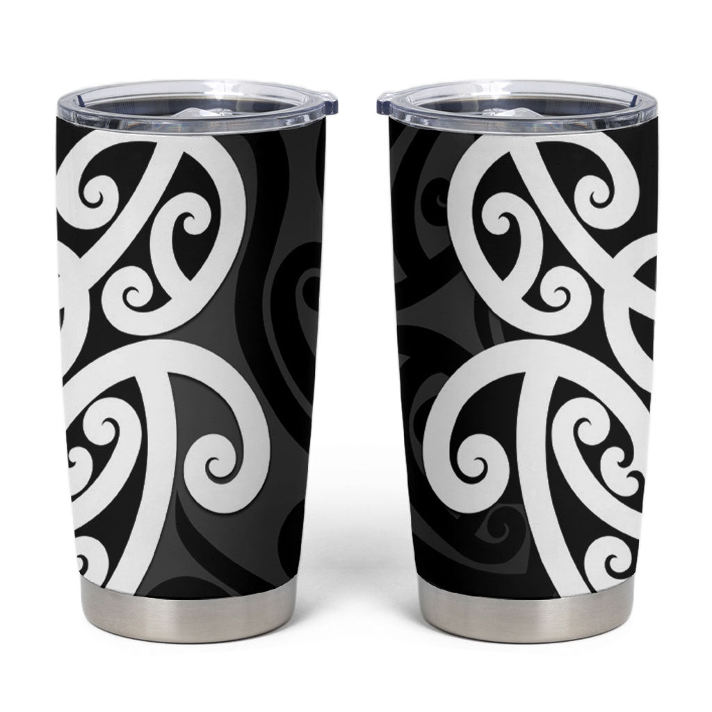 Lil Pakeha Lil Maori New Zealand Tumbler Cup Kiwi Proud Mangopare Pattern LT14 Black - Polynesian Pride