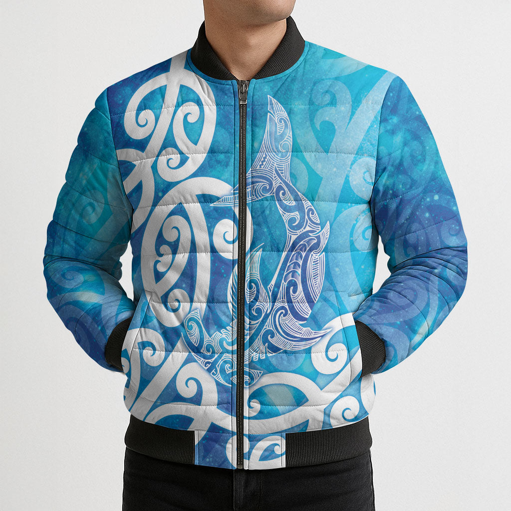 Hammerhead Shark Tattoo New Zealand Bomber Puffer Jacket Maori Galaxy Mangopare Pattern LT14 - Polynesian Pride
