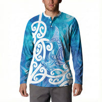 Hammerhead Shark Tattoo New Zealand Button Sweatshirt Maori Galaxy Mangopare Pattern LT14 - Polynesian Pride