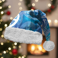 Hammerhead Shark Tattoo New Zealand Christmas Santa Hat Maori Galaxy Mangopare Pattern LT14 With Fur Turquoise - Polynesian Pride