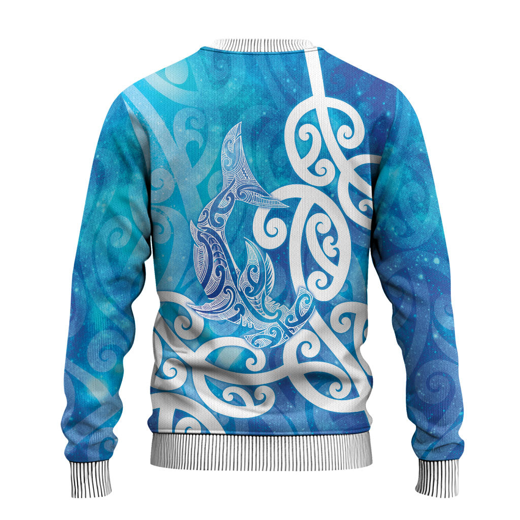 Hammerhead Shark Tattoo New Zealand Ugly Christmas Sweater Maori Galaxy Mangopare Pattern LT14 - Polynesian Pride