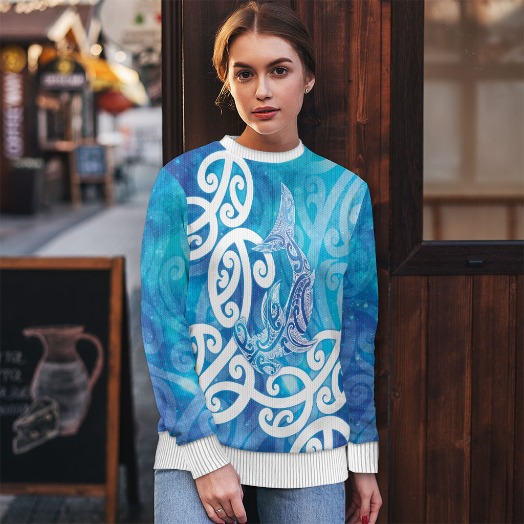 Hammerhead Shark Tattoo New Zealand Ugly Christmas Sweater Maori Galaxy Mangopare Pattern LT14 - Polynesian Pride