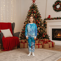 Hammerhead Shark Tattoo New Zealand Christmas Pajama Set Maori Galaxy Mangopare Pattern LT14 Kid Turquoise - Polynesian Pride