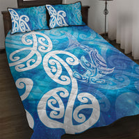 Hammerhead Shark Tattoo New Zealand Quilt Bed Set Maori Galaxy Mangopare Pattern LT14 Turquoise - Polynesian Pride