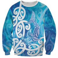 Hammerhead Shark Tattoo New Zealand Sweatshirt Maori Galaxy Mangopare Pattern LT14 Unisex Turquoise - Polynesian Pride