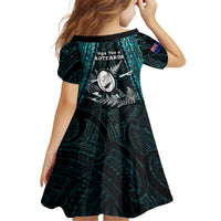 New Zealand Silver Fern Rugby Family Matching Long Sleeve Bodycon Dress and Hawaiian Shirt Aotearoa All Black Dabbing Ball With Maori Paua Shell LT14 - Polynesian Pride