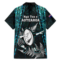 New Zealand Silver Fern Rugby Family Matching Tank Maxi Dress and Hawaiian Shirt Aotearoa All Black Dabbing Ball With Maori Paua Shell LT14 - Polynesian Pride