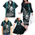 Custom New Zealand Silver Fern Rugby Family Matching Off Shoulder Long Sleeve Dress and Hawaiian Shirt Aotearoa All Black Dabbing Ball With Maori Paua Shell LT14 - Polynesian Pride