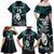 Custom New Zealand Silver Fern Rugby Family Matching Off Shoulder Long Sleeve Dress and Hawaiian Shirt Aotearoa All Black Dabbing Ball With Maori Paua Shell LT14 - Polynesian Pride