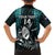 Custom New Zealand Silver Fern Rugby Family Matching Off Shoulder Short Dress and Hawaiian Shirt Aotearoa All Black Dabbing Ball With Maori Paua Shell LT14 - Polynesian Pride