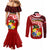 Tonga Rugby Couples Matching Mermaid Dress and Long Sleeve Button Shirts Ikale Tahi Tongan Ngatu Pattern With Dabbing Ball LT14 - Polynesian Pride