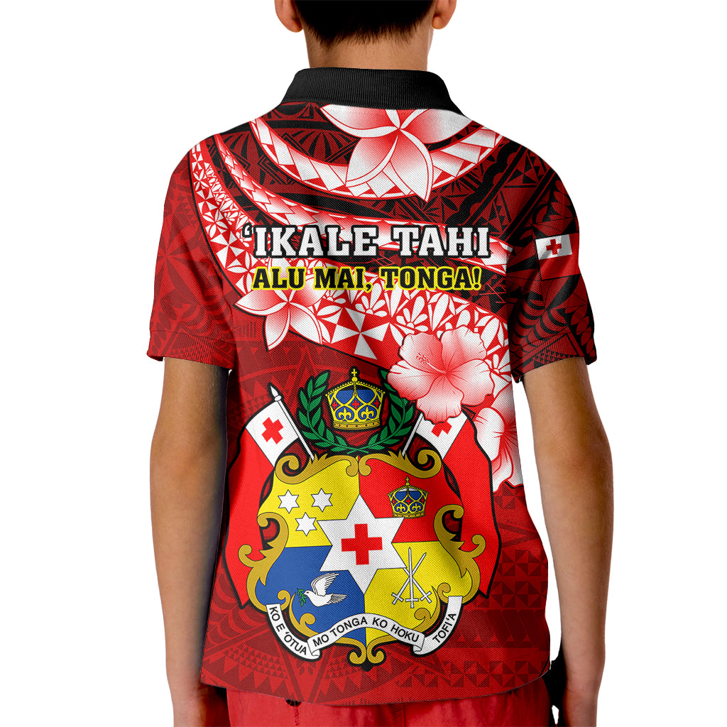 Tonga Rugby Kid Polo Shirt Ikale Tahi Tongan Ngatu Pattern With Dabbing Ball LT14 - Polynesian Pride