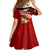 Tonga Rugby Kid Short Sleeve Dress Ikale Tahi Tongan Ngatu Pattern With Dabbing Ball LT14 - Polynesian Pride