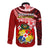 Tonga Rugby Long Sleeve Button Shirt Ikale Tahi Tongan Ngatu Pattern With Dabbing Ball LT14 - Polynesian Pride