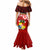 Tonga Rugby Mermaid Dress Ikale Tahi Tongan Ngatu Pattern With Dabbing Ball LT14 - Polynesian Pride