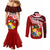 Custom Tonga Rugby Couples Matching Mermaid Dress and Long Sleeve Button Shirts Ikale Tahi Tongan Ngatu Pattern With Dabbing Ball LT14 - Polynesian Pride