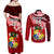 Custom Tonga Rugby Couples Matching Off Shoulder Maxi Dress and Long Sleeve Button Shirts Ikale Tahi Tongan Ngatu Pattern With Dabbing Ball LT14 - Polynesian Pride