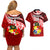 Custom Tonga Rugby Couples Matching Off Shoulder Short Dress and Hawaiian Shirt Ikale Tahi Tongan Ngatu Pattern With Dabbing Ball LT14 - Polynesian Pride