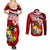 Custom Tonga Rugby Couples Matching Summer Maxi Dress and Long Sleeve Button Shirts Ikale Tahi Tongan Ngatu Pattern With Dabbing Ball LT14 - Polynesian Pride