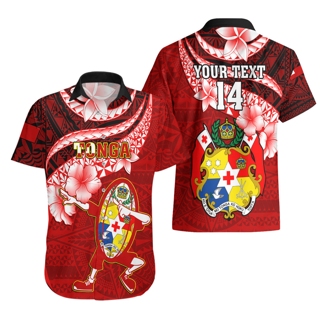 Custom Tonga Rugby Hawaiian Shirt Ikale Tahi Tongan Ngatu Pattern With Dabbing Ball LT14 - Polynesian Pride