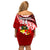 Custom Tonga Rugby Off Shoulder Short Dress Ikale Tahi Tongan Ngatu Pattern With Dabbing Ball LT14 - Polynesian Pride