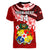 Custom Tonga Rugby Women V Neck T Shirt Ikale Tahi Tongan Ngatu Pattern With Dabbing Ball LT14 - Polynesian Pride