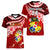 Custom Tonga Rugby Women V Neck T Shirt Ikale Tahi Tongan Ngatu Pattern With Dabbing Ball LT14 - Polynesian Pride
