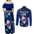 Custom Samoa Rugby Couples Matching Off Shoulder Maxi Dress and Long Sleeve Button Shirts Manu Samoa Ula Fala Dabbing Ball Polynesian Blue Version LT14 - Polynesian Pride