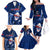 Custom Samoa Rugby Family Matching Off Shoulder Long Sleeve Dress and Hawaiian Shirt Manu Samoa Ula Fala Dabbing Ball Polynesian Blue Version LT14 - Polynesian Pride