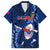 Custom Samoa Rugby Family Matching Off Shoulder Maxi Dress and Hawaiian Shirt Manu Samoa Ula Fala Dabbing Ball Polynesian Blue Version LT14 Dad's Shirt - Short Sleeve Blue - Polynesian Pride